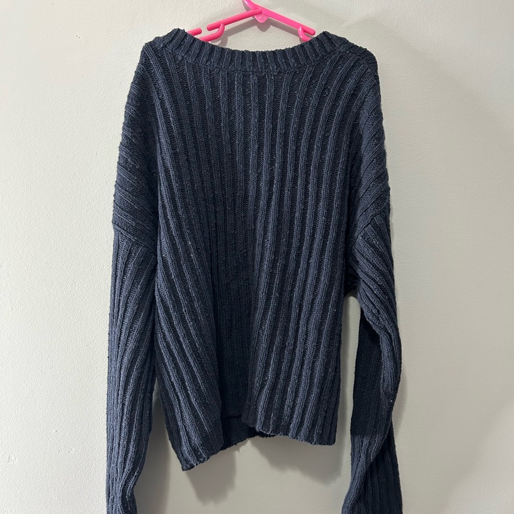 Cropped Navy Blue Knit Cardigan - American Eagle - Size XS - Picture 4 of 4